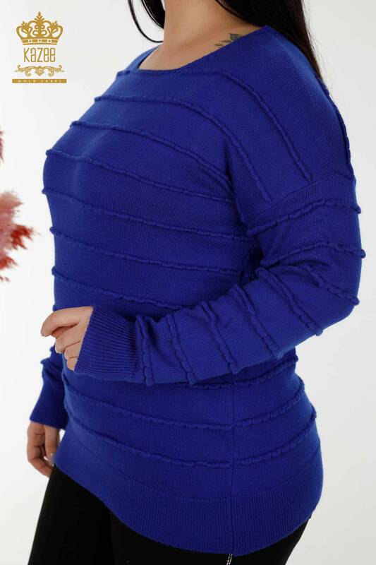 Maglione all'ingrosso di maglieria da donna lavorato a maglia blu scuro - 30169 | KAZEE