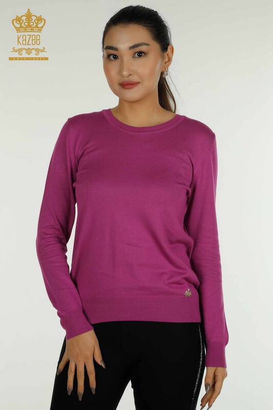 All'ingrosso Maglieria da donna maglione - Basic - Con logo - Lilla - 11052 | KAZEE