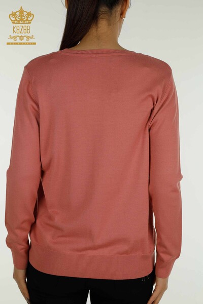 All'ingrosso Maglione Maglieria da Donna - Basic - Con Logo - Rosa Antico - 11052 | KAZEE - 6