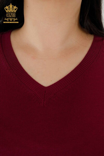 Maglione all'ingrosso di maglieria da donna Logo di base - Viola - 30181 | KAZEE - Thumbnail