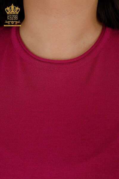 Ingrosso Maglieria Donna Maglione - Basic - Modello Americano - Fucsia - 16271| KAZEE - 3