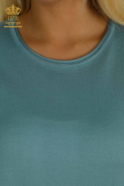 All'ingrosso Maglione di maglieria da donna - Basic - Modello americano - Menta - 16271| KAZEE - Thumbnail