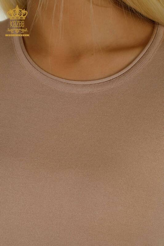 All'ingrosso Maglieria da donna maglione - Basic - modello americano - pietra - 16271 | KAZEE
