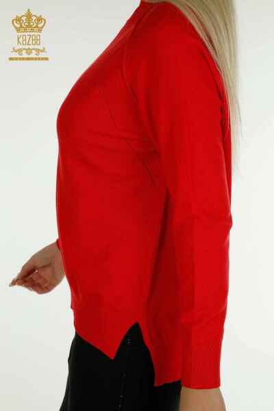 All'ingrosso Maglione di maglieria da donna - Basic - Rosso - 30757 | KAZEE - Thumbnail