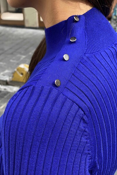 All'ingrosso Maglieria da donna Maglione - Colletto in piedi - Bottoni dettagliati - 16238 | KAZEE - Thumbnail