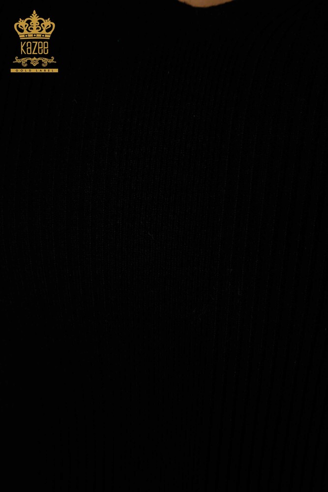 All'ingrosso Maglione di maglieria da donna - Colletto dettagliato - Nero - 30392 | KAZEE - 4