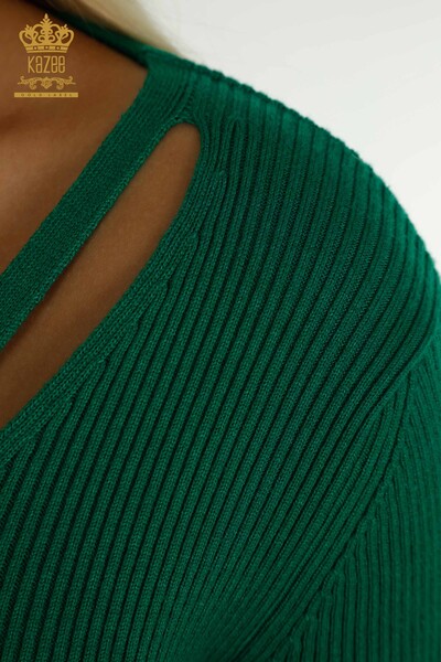All'ingrosso Maglione di maglieria da donna - Colletto dettagliato - Verde - 30392 | KAZEE - Thumbnail