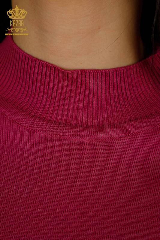 All'ingrosso Maglieria da donna maglione - Colletto rialzato - Basic - fucsia - 30613 | KAZEE