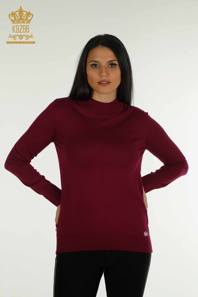 All'ingrosso Maglieria da donna maglione - Colletto rialzato - basic - lilla - 30613 | KAZEE - Thumbnail