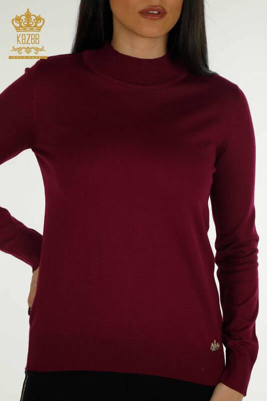 All'ingrosso Maglieria da donna maglione - Colletto rialzato - basic - lilla - 30613 | KAZEE
