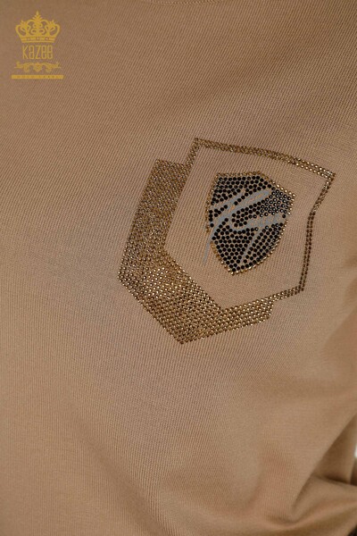 All'ingrosso Maglione maglieria da donna - colletto rialzato - Beige - 30393 | KAZEE - 3