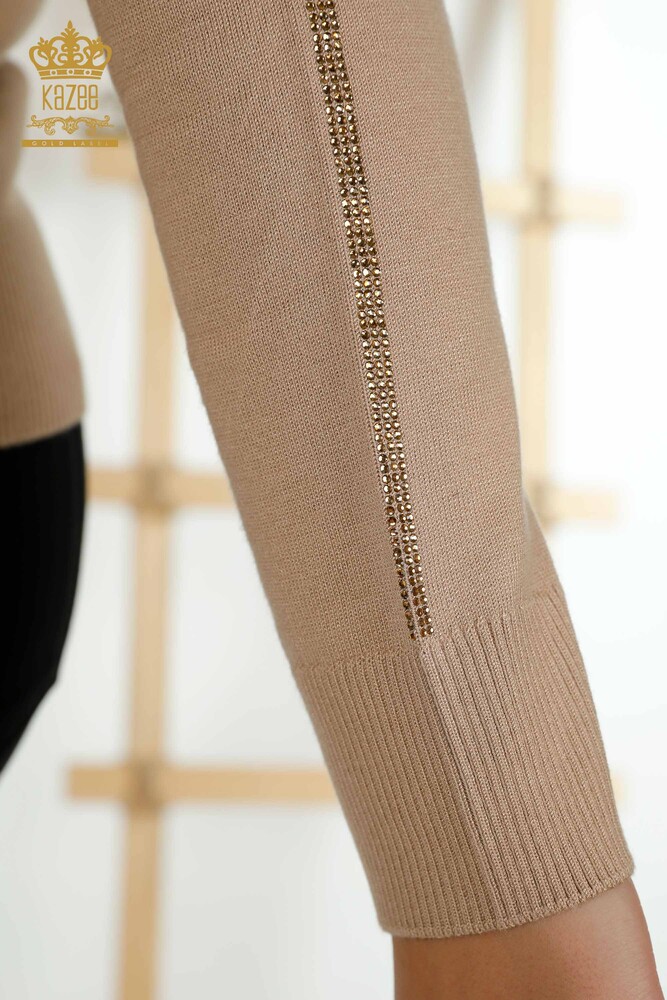 All'ingrosso Maglione maglieria da donna - colletto rialzato - Beige - 30393 | KAZEE - 6