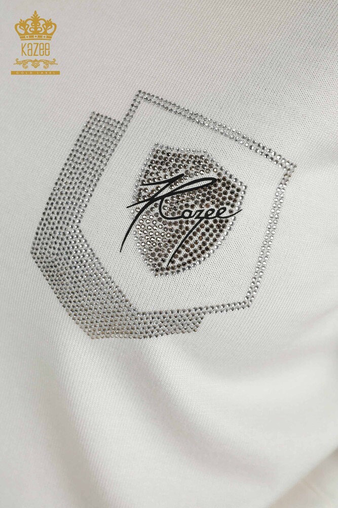 All'ingrosso Maglione maglieria da donna - Colletto rialzato - Ecru - 30393 | KAZEE - 3