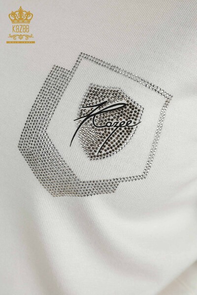 All'ingrosso Maglione maglieria da donna - Colletto rialzato - Ecru - 30393 | KAZEE - 3