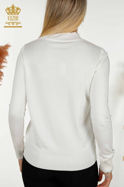 All'ingrosso Maglione maglieria da donna - Colletto rialzato - Ecru - 30393 | KAZEE - 7