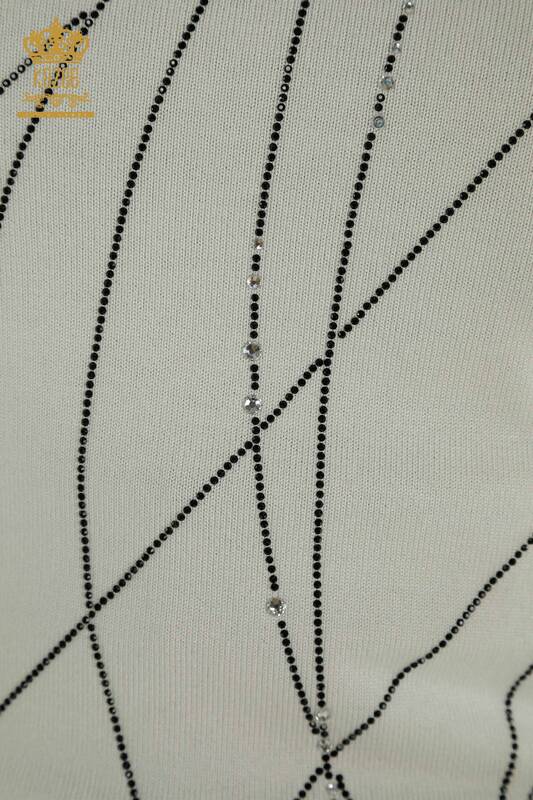All'ingrosso Maglione di maglieria da donna - Colletto rialzato - Ecru - 30454 | KAZEE
