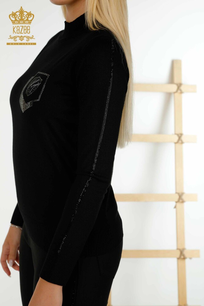 All'ingrosso Maglione maglieria da donna - colletto rialzato - nero - 30393 | KAZEE - 5