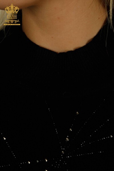 All'ingrosso Maglione di maglieria da donna - Colletto rialzato - Nero - 30454 | KAZEE - Thumbnail
