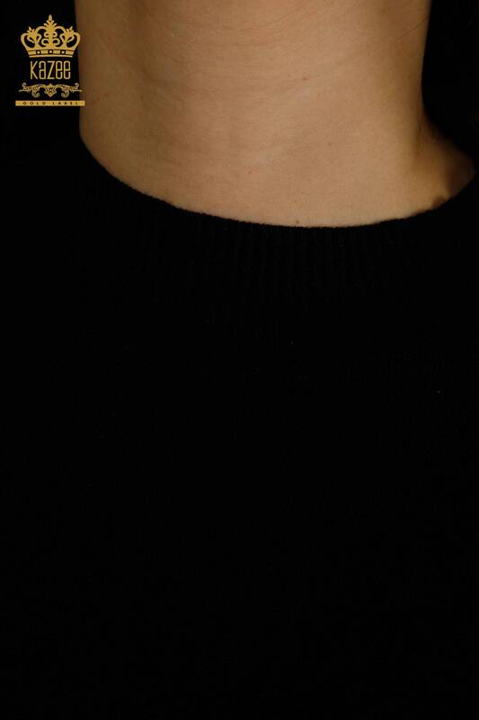 All'ingrosso Maglione di maglieria da donna - Colletto rialzato - nero - 30564 | KAZEE