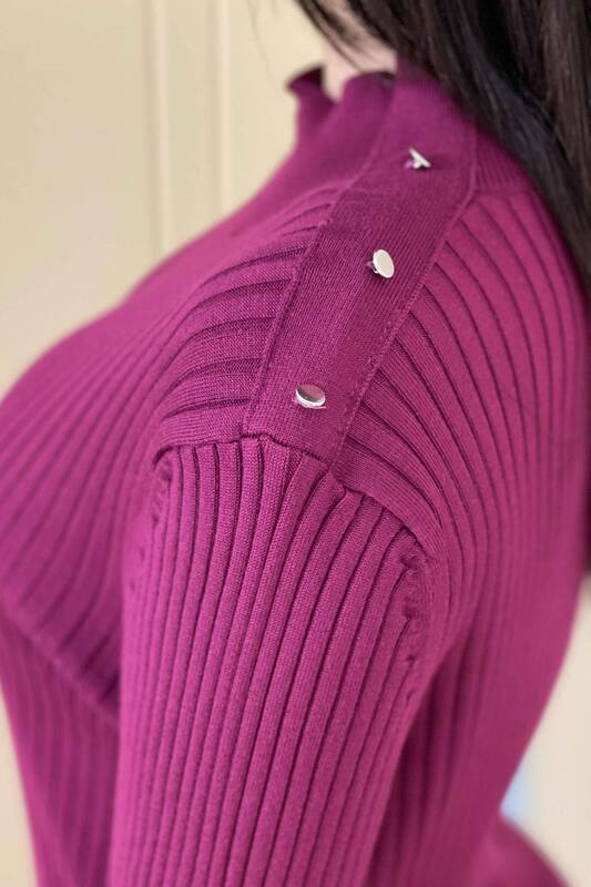 All'ingrosso Maglieria da donna maglione - collo alto - bottoni sulle spalle - 16246 | KAZEE