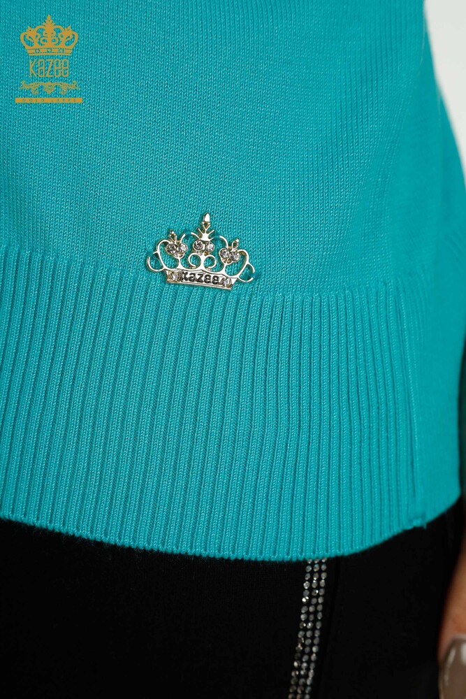 All'ingrosso Maglieria da donna maglione - Collo alto - viscosa - Turchese - 16168 | KAZEE - 6