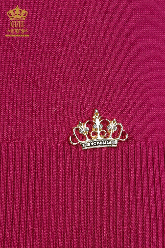 Vendita all'ingrosso Maglieria da Donna Maglia Collo Alto in Viscosa Fucsia Scuro - 16168 | KAZEE - 5