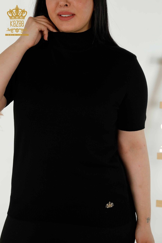 Maglieria Donna all'Ingrosso Maglione Collo Alto Viscosa Nero - 16168 | KAZEE - 2