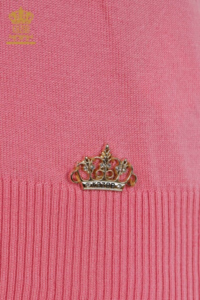 Maglieria Donna all'Ingrosso Maglione Collo Alto Viscosa Rosa - 16168 | KAZEE - 5
