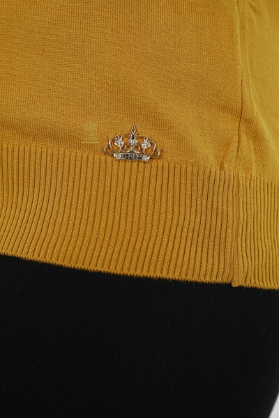 Maglieria Donna all'Ingrosso Maglione Collo Alto Viscosa Zafferano - 16168 | KAZEE - 5