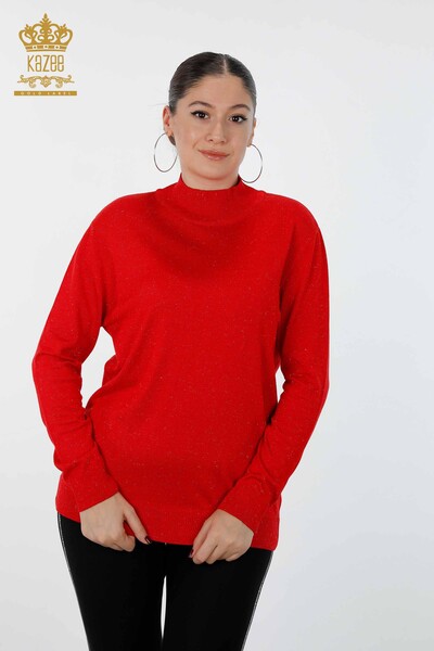 Maglieria da donna all'ingrosso Maglione Stand Manica lunga Basic Oversize - 15126 | KAZEE - Thumbnail