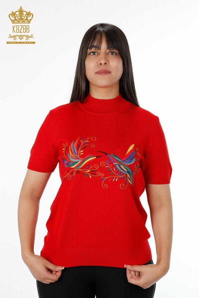 All'Ingrosso Maglieria Donna - Colorato Motivo Uccello - Modello Americano - Ricamato Pietra - 16690 | KAZEE - Thumbnail