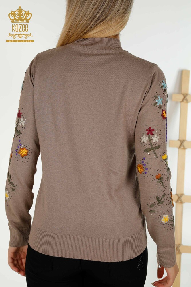 All'ingrosso Maglione Maglieria da donna - Colorata Floreale Ricamata - Visone - 16445 | KAZEE - 7