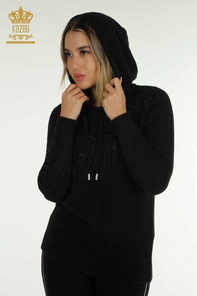 All'ingrosso Maglieria Maglione da donna - Felpa con cappuccio - Angora - Nera - 40008 | KAZEE - Kazee (1)