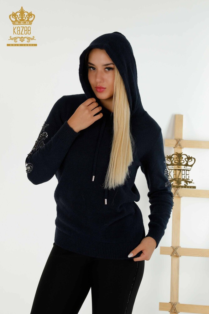 All'ingrosso Donna Maglione maglieria da - Con cappuccio - Blu Navy - 40006 | KAZEE - 4