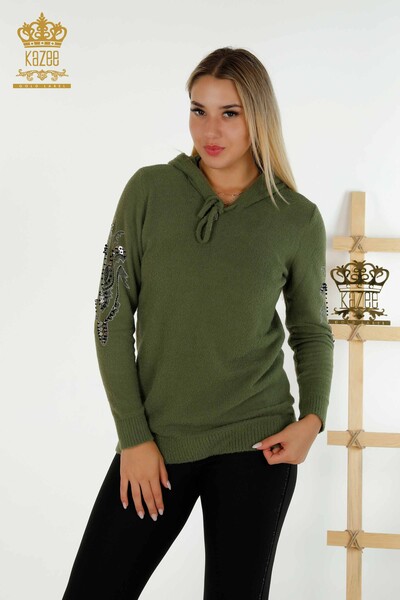 All'ingrosso Maglione maglieria da donna - Con cappuccio - Cachi - 40006 | KAZEE 