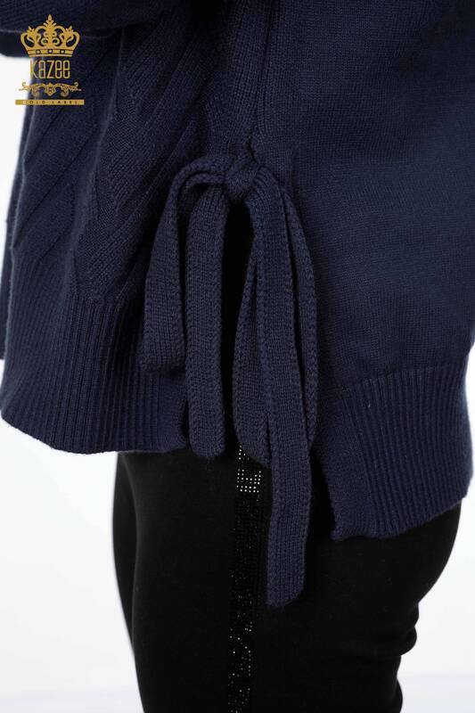 Maglione all'ingrosso di maglieria da donna - Lati legati Modellato - 30000 | KAZEE