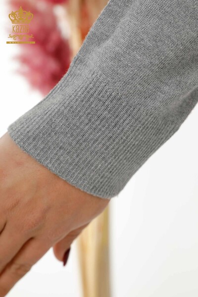 Maglieria da donna all'ingrosso Maglione - Cristallo Pietra ricamata - Grigio - 30013 | KAZEE - 7