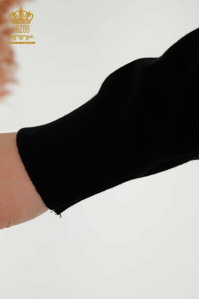 Maglione all'ingrosso di maglieria da donna Crystal Stone ricamato nero - 16725 | KAZEE - Thumbnail