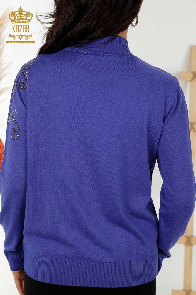 Maglieria da donna all'ingrosso Maglione - Cristallo Pietra ricamata - Viola - 30013 | KAZEE - 8