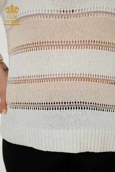 All'ingrosso Maglione di maglieria da donna - due colori - beige osso - 30298 | KAZEE - Thumbnail