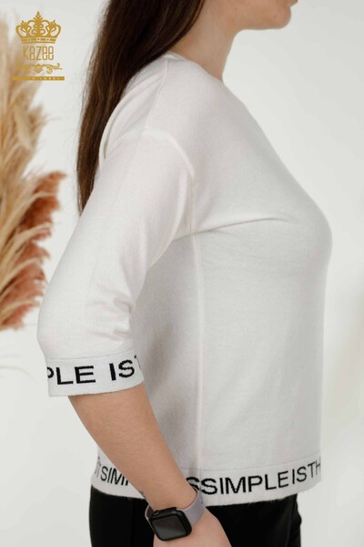 Maglieria Donna all'ingrosso Maglione Lettera Dettagliata Ecru Nero - 30359 | KAZEE - 7