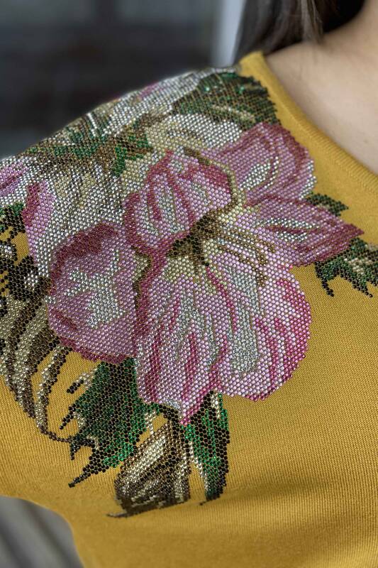 All'ingrosso Maglione maglieria da donna - Fiore dettagliato - Ricamato -16596 | KAZEE