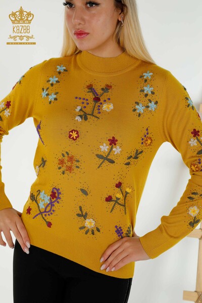 All'ingrosso Maglione Maglieria da Donna - Colorato Fiore Ricamato - Zafferano - 16445 | KAZEE - 2