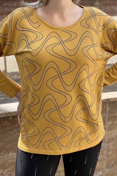 Maglieria da donna all'ingrosso maglione girocollo fantasia - 16469 | KAZEE - Thumbnail (2)