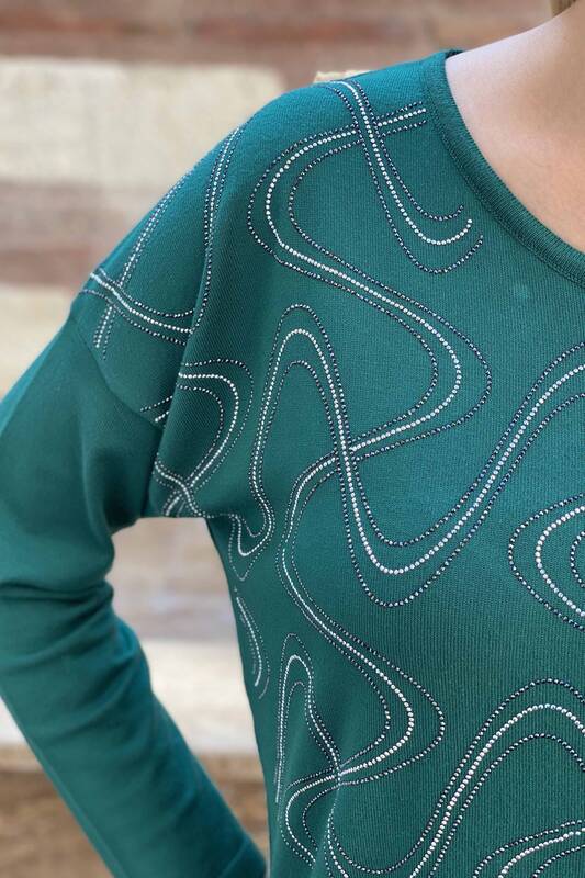 Maglieria da donna all'ingrosso maglione girocollo fantasia - 16469 | KAZEE