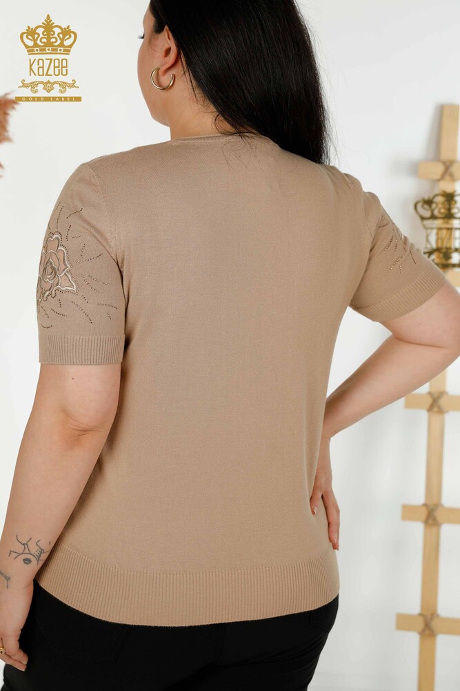 Maglieria da donna all'ingrosso maglione fantasia rosa beige - 16845 | KAZEE - 6