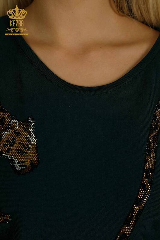 All'ingrosso Maglione di maglieria da donna - Leopardo Pietra Ricamato - Nefti - 30633 | KAZEE