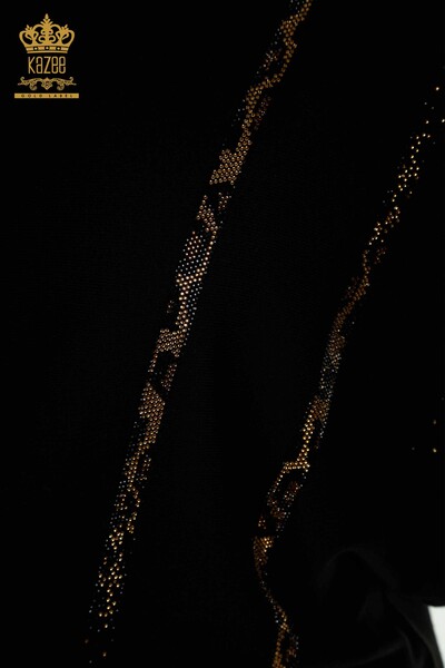 All'ingrosso Maglione di maglieria da donna - Leopardo Pietra Ricamato - Nero - 30633 | KAZEE - Thumbnail