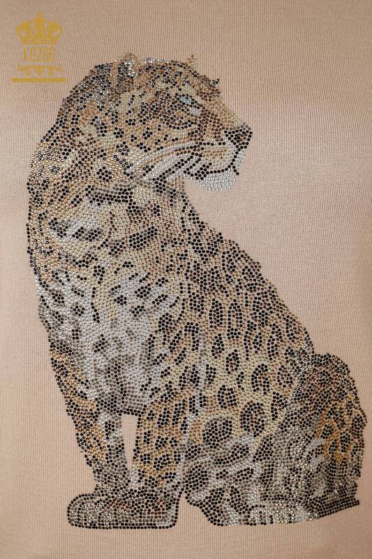 All'ingrosso Maglieria da donna - Modellato leopardata - Manica Ricamata a righe - Manica corta - 16856 | KAZEE