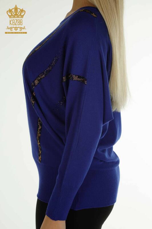 All'ingrosso Maglione di maglieria da donna - Leopardo Pietra Ricamato - Saks - 30633 | KAZEE